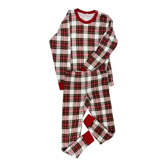 Hanna Andersson Adult Unisex Long John Pajama Set in Family Holiday Plaid Size L - Picture 3 of 7